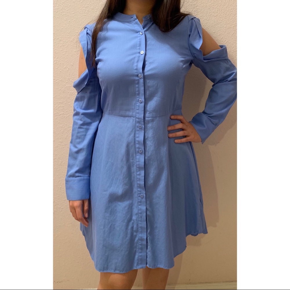 Baby blue open shoulders dress, BCBGMAXARIA